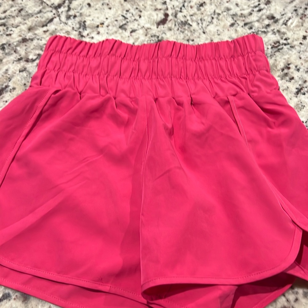 Hot pink high rise shorts!